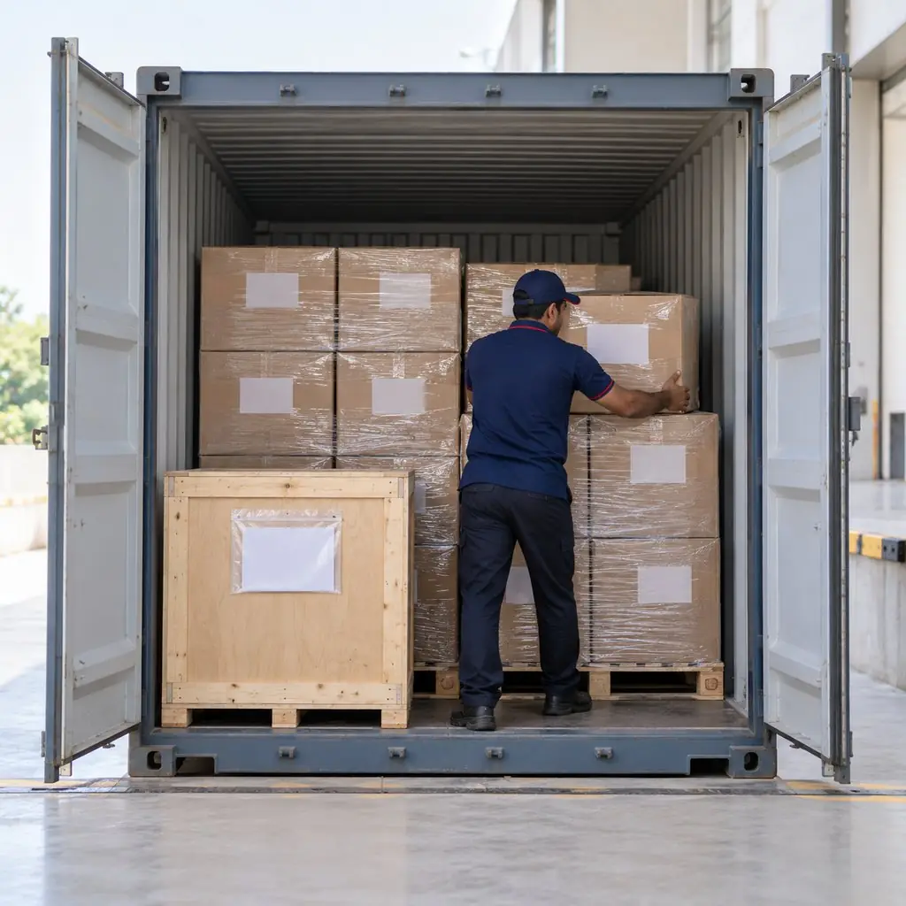 Illustration: export cartons being loaded into a container